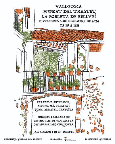 El dia *6 de desembre*, se celebrarà una nova edició del *Mercat del Trastet a la Pobleta de Bellveí*, aquest cop, amb l'actuació de Swing Pallars Orchestra.