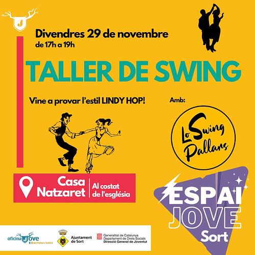 🕺 *TALLER DE SWING* 💃

🗓 Divendres 29 de novembre
🕛 17h - 19h
📍 Espai Jove Sort

Vine a probar l'estil LINDY HOP!

Taller gratuït. Amb @loswingpallars