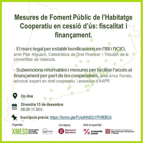 🏘 Voleu fomentar l'habitatge cooperatiu al vostre municipi? 

📅 Divendres 13 desembre
⏰ 9:30 a 11:30 h
💻Sessió online i gratuïta

✍️ Inscripcions: https://docs.google.com/forms/d/e/1FAIpQLSffyYEJzhDzYmyrsTYaFKrH_Fs2X-Szz2ziXIXgtwJk-8UkAw/viewform