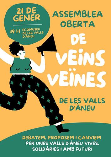 📢 ASSEMBLEA OBERTA

ET SEMBLA NORMAL?

Que més de 20 pisos turístics per cada 100 habitants desplacin el dret a l’habitatge de les famílies locals?

Que a l’hivern no hi hagi un espai de refugi climàtic on trobar-se grans i petits, deixant les persones sense un lloc per socialitzar?

Que les cases buides no omplin les escoles, condemnant el territori a la despoblació i la pèrdua de serveis bàsics?


Si no ho trobes normal, actua!
📅 Data: 21 de gener
⏰ Hora: 19 h
📍 Lloc: Ecomuseu de les Valls d’Àneu (Esterri d’Àneu)

Debatem. Proposem. Canviem. Per unes Valls d’Àneu vives, solidàries i amb futur