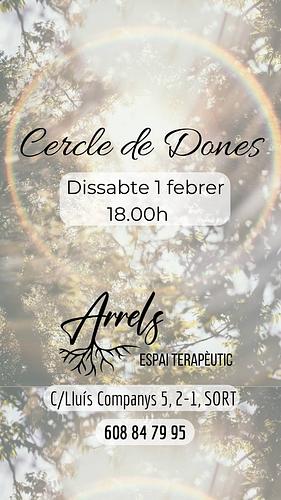 El proper Cercle de Dones serà el dia 1 de Febrer a les 18.00h. 
Es realitzarà a l'espai terapèutic Arrels, situat a Sort (C/Lluís Companys 5, 2-1)

Té una aportació econòmica de 10€. 

🌸Si et ressona i tens ganes d’assistir reserva la teva plaça al 608 84 79 95.