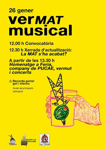26 Gener VerMAT musical a Tremp!

Bon any 2025 gent del Pallars! Aquest any continuem determinades a aturar els macroprojectes del territori i per això volem començar amb espai de trobada al solet de vermut de diumenge, el proper dia 26.

Actualitzarem la situació en la que es troba la línia de la MAT Valsalada - Laluenga - Isona amb una companya de la Plataforma Unitària Contra l'Autopista Elèctrica 
I també compartirem la situació dels projectes de centrals fotovoltaiques que volen inundar el nostre territori amb un company de Salvem lo Pallars

També rendirem un petit homenatge al company de lluita incansable José Feria, que va deixar-nos el mes passat. 

I a la vegada oferirem un vermutet on poder picar alguna cosa i fer un beure. 

Us hi esperem! 

En breus diem ubicació exacte que som a l'espera de l'aprovació institucional ;p

#pallars #pallarsjussa #pallaresament #plataformaunitariacontralautopistaelecrtica #salvemlopallars #anticapitalisme #decreixement #defensemelterritori #pirineuviu