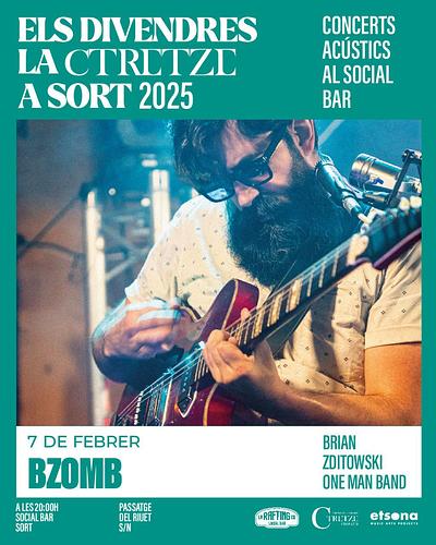 🔊Aquest divendres comencem els concerts acústics de la CTretze al Social Bar de La Rafting Co a Sort!!💥
.
🎸🥁 El primer artista es *BZOMB*, un home-orquestra que porta el poder sonor del Country Blues, Rock n’ Roll, Garage rock i molt més que, en combinar-se, esclaten en cançons salvatges que sacsegen qualsevol fonament. 
.
Quan? *7 de febrer*
Hora? *20h*
Lloc: *Social Bar de La Rafting Company* (Sort)
.
🕺🏽Comença el cap de setmana amb bona música i les millors cerveses🍻 Us hi esperem!!🤘🏼
.
📱Seguiu-nos a instagram @socialbar_laraftingco per estar alerta dels propers esdeveniments.