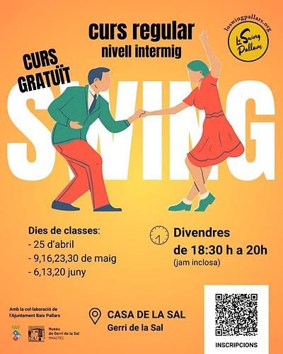 🌸 *Curs Intermig – Primavera 2025* 🕺
Per a balladors/es que ja teniu experiència i voleu seguir gaudint i millorant!

📅 Dates:
- 25 d’abril
- 9, 16, 23, 30 de maig
- 6, 13, 20 de juny

🕰️ De 18:30 h a 20 h (amb jam inclosa!)
📍Casa de la Sal (Gerri de la Sal)

Inscripcions👉  https://forms.gle/heVv9CqUn3pt6EVA7

💥 Places limitades! Us demanem compromís amb les classes gratuïtes per fer créixer la comunitat.

ℹ️ www.loswingpallars.org