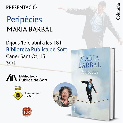 ✍️ Les llums i ombres de l'ofici d'escriptor són les "Peripècies" de la darrera novel·la de l'escriptora pallaresa de fama internacional Maria Barbal

📣Us convidem a la seva presentació aquest dijous, 17 d'abril, a les 6 de la tarda, a la sala d'actes de la Biblioteca Pública de Sort

ℹ️ Trobareu més informació sobre el llibre i la seva autora a la nostra pàgina web https://bibliosort.cat/esdeveniments/peripecies-maria-barbal/

😖 Corregim la publicació inicial per errada en el cartell, disculpeu les molèsties
