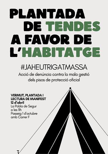 🔴 Ja heu trigat massa, adjudicació d'HPO ja!

🗓 Aquest dissabte sortim a denunciar públicament la incompetència i negligència de Serveis Territorials de Lleida i de l'Agència Catala d'Habitatge 🏠en l'adjudicació de pisos de protecció oficial.

🗣 Mentre hi ha famílies sol·licitants que estan sent desnonades a la Pobla de Segur, la Generalitat té gairebé 30 pisos buits 🤷‍♀ A què espereu?

⏰ Hora: 11:00
📍Lloc: Passeig del riu amb c/F

Sindicat d'Habitatge del Pallars