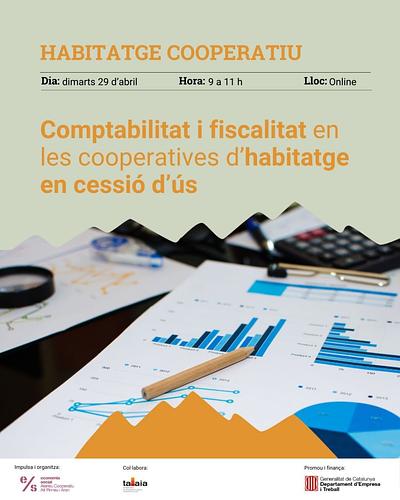 🏘 📊 Formació de Comptabilitat i fiscalitat en les cooperatives d'habitatge en cessió d'ús.

Què és la Comptabilitat i quin és el Cicle comptable d ́una Cooperativa d'Habitatge en Cessió d'ús (CHCU)?
Que és l'amortització? Com impacta l'IVA en la compra? I en la definició de les quotes?

Parlarem d'això i més amb l'expert Ernest Ginesta Espejo, de Talaia Assessoria per a l'Economia Social.

📅DIMARTS, 29 d'abril
⏰9.00 a 11.00 h
💻Sessió online i gratuïta

✍️ Inscriu-t'hi per rebre el link: https://serveis.acapa.cat/program/comptabilitat-i-fiscalitat-en-les-cooperatives-dhabitatge-en-cessio-dus