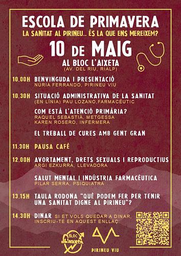 🏥 La sanitat al Pirineu és la que ens mereixem? 💚

Com funciona l'atenció primària? Com és el treball de cures amb gent gran? Podem exercitar el drets sexuals i reproductius al territori? I la salut mental, com es tracta? 

💬 Ens formarem i debatrem sobre tot això a L'ESCOLA DE PRIMAVERA DE PIRINEU VIU

📆 Dissabte 10 de maig
📍 L'Aixeta (c. de Riu, Rialp) 
⏰ 10 a 14.30 i després dinar 

Si et vols quedar a dinar, apunta't 👉 https://forms.gle/yaopVqzkBJWHEF5h6
