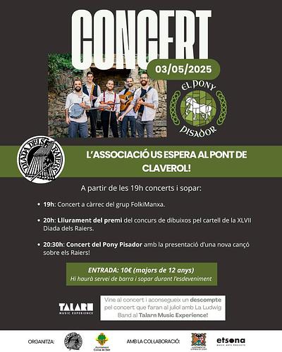 Per motius meteorològics els concerts previstos per demà al Pont de Claverol es faran a la Serradora. Us esperem a partir de les 19h!!