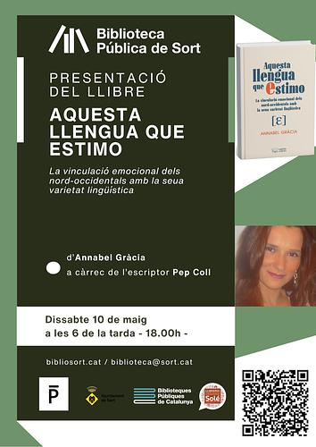 🗣️ Un assaig sobre la vinculació emocional dels parlants de català nord-occidental amb la seva llengua que hauria de fer reflexionar el conjunt de la comunitat lingüística i molt especialment els responsables de planificació de la llengua

📖 Aquest dissabte 10 de maig, a les 6 de la tarda, us convidem a la presentació del llibre "Una llengua que estimo" d'Annabel Gràcia, que comptarà amb la participació de l'escriptor Pep Coll

ℹ️ +info https://bibliosort.cat/esdeveniments/presentacio-aquesta-llengua-estimo/