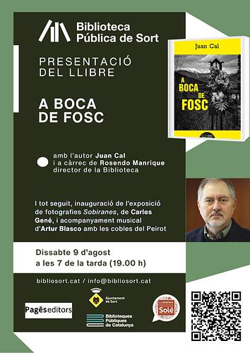 Qui ha matat l'hereu de casa Peguera? 🗡️ Història, tradició i disputes familiars s'entrecreuen a la nova novel·la de Juan Cal ambientada al Pallars profund "A boca de fosc" Pagès Editors, «tensa i magnètica, tan fosca com fascinant», en paraules de l'escriptor Albert Villaró, que presentarem aquest dissabte a les 7 de la tarda a la sala d'actes de la Biblioteca

📣 I atenció, també tot seguit...

🖼️ inauguració de l'exposició de fotografia "Sobirà · Sobiranes" @laia.masip.foto de Carles Gené
🪗 acompanyament musical d'Artur Blasco amb les noves cobles del Peirot
🧀 vernissatge amb vins del Celler Batlliu de Sort i formatges del Tros de Sort

ℹ️ +info a https://bibliosort.cat/esdeveniments/presentacio-llibre-boca-fosc/