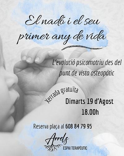 El dimarts vinent 19 d’Agost tenim l’última xerrada d’estiu on estarem parlant sobre el món del nadó. Sobre quins processos es duen a terme durant el primer any de vida i què, com a pares, podem observar per ajudar el màxim possible a una correcta evolució psicomotriu.
✨Si vols saber-ne més reserva el teu lloc al telèfon de contacte!