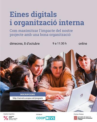 🧐 Vols organitzar millor el teu projecte? 🎛 T'agradaria incorporar eines digitals que et facilitin el dia a dia? 

Vine a la sessió👇
Eines digitals i organització interna

📅 Dimecres, 8 d'octubre
⏰ 9 a 11:30 h 
💻 Sessió online i gratuïta

✍️ Inscriu-te per rebre l'enllaç: https://serveis.acapa.cat/program/eines-digitals-i-organitzacio-interna