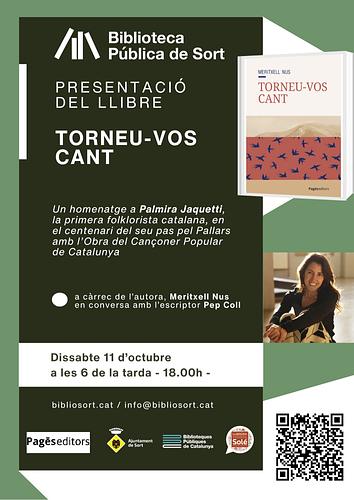 📖 Meritxell Nus debuta en la novel·la amb la impressionant "Torneu-vos cant" @pageseditors un homenatge a Palmira Jaquetti, la primera folklorista catalana, en el centenari del seu pas pel Pallars amb l'Obra del Cançoner Popular

📢 No us perdeu la seva presentació, en conversa amb Pep Coll, aquest dissabte 11 d'octubre a les 6 de la tarda a la sala d'actes de la Biblioteca Pública de Sort

🖼️ Ep, i aprofiteu també per gaudir de l'exposició "Llum a l'ànima: Palmira Jaquetti, 1895-1963", també a la sala d'actes de la Biblioteca!

ℹ️ més informació https://bibliosort.cat/esdeveniments/presentacio-torneuvos-cant/