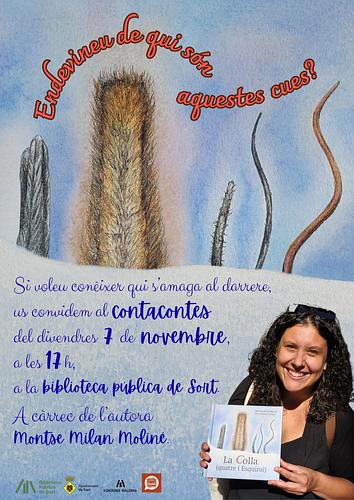 😍 Una història d'amistat, d'estima i de vida t'està esperant! 🐿️ No us perdeu el contacontes i presentació del llibre "La Colla (quatre i Esquirol)", el primer llibre infantil de l'escriptora pallaresa Montse Milan Moliné, aquest divendres 7 de novembre a les 5 de la tarda (17h)! 

👉 més informació https://bibliosort.cat/esdeveniments/contacontes-colla-quatre-esquirol/