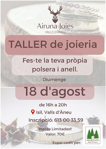 Holaaa! Faig un taller de Joieria, només queden 3 places disponibles 😊