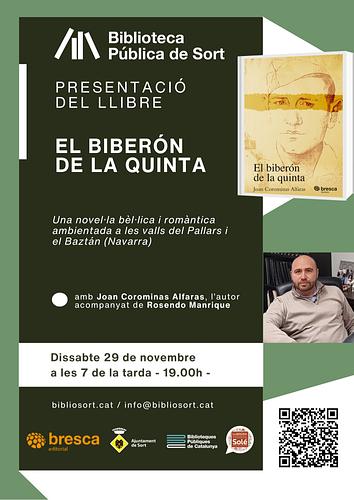 💥 En Julián, recluta de la quinta del biberó, cerca un sentit a la vida i lluita contra el seu destí enmig de la Guerra Civil al Pallars i els boscos del Baztán

💞 "El biberón de la quinta" és una novel·la a parts iguals bèl·lica i romàntica que destaca per la precisió en la creació de personatges i la cruesa d'algunes escenes, que transmeten l'horror de la guerra

📍 No et perdis la presentació del llibre aquest dissabte, 29 de novembre, a les 7 de la tarda (19h), a la sala d'actes de la biblioteca 

ℹ️ tota la informació a https://bibliosort.cat/esdeveniments/presentacio-llibre-biberon-quinta/