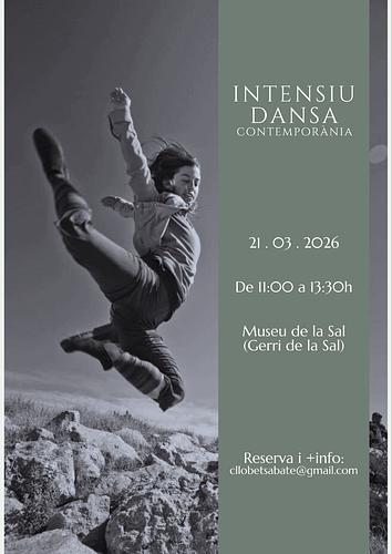 Intensiu de dansa contemporània on es proposaran diferents dinàmiques d'investigació del moviment i l'expressió del cos. Treballant des de la improvització, així com amb pautes coreogràfiques. 

🗓️ 21 de març 
🕒 De 11 a 13:30h
📍 Museu de la Sal (Gerri de la Sal)
+ info. i reserves a cllobetsabate@gmail.com