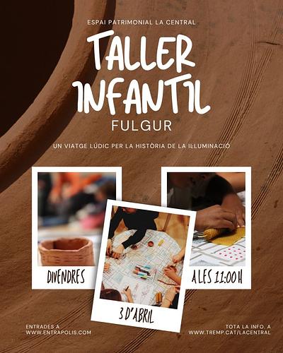 ✨ Torna el taller infantil Fulgur! ✨

📅 Divendres 3 d’abril
👧🧒 Per a infants de 8 a 12 anys (sols o acompanyats)

Gaudirem d’una activitat pràctica i creativa on podran fabricar:
🕯️ una espelma amb cera d’abella
🏺 una llàntia de ceràmica antiga
🏮 o una llanterna màgica

🔎 Trobareu tota la informació detallada a la nostra web
🎟️ Entrades disponibles a través d’Entràpolis: https://entrapol.is/uLXBn

⚠️ Places limitades — no us quedeu sense!