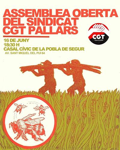 Tens dubtes sobre el teu contracte? 🧐
Estàs farta de les feines precàries i temporals al Pallars? 
Vols començar a organitzar-te al curro? ✊🏽

ENS TROBEM EL PROPER DIMARTS 16 DE JUNY PER ORGANITZAR-NOS AL SINDICAT AL PALLARS! ❤️🖤