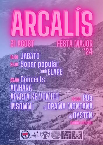 Ja tenim aquí la FM d'Arcalís! Dissabte 31/8 t'esperem a partir de les 18.00 amb la gimcana rural JABAT@ (oju inscripcions!), sopar popular  a partir de les 21.30 (si pots recorda portar PLAT, GOT I COBERTS!! hi haurà opció vegana) i música a partir de les 23 i fins que ens cansem 🌚 recordeu portar efectiu per a consumir a la barra! 
Salut i visca Arcalís!