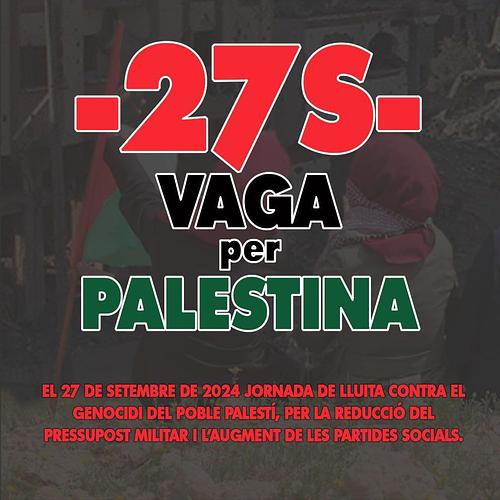 Propera reunió per preparar la jornada de lluita del 27S al Pallars.

🗓 Quan? Dimarts 10 a les 18h

📍 On? Al Casal Cívic de la la Pobla de Segur.

🔥 Per què? El 27S s'ha convocat una vaga a tot l'estat per denunciar la matança d'Israel a Gaza, on l'exércit israelià ha assassinat més de 40.500.

💪 Què volem fer? Ja ens hem reunit i tenim diverses idees, ara l'objectiu és sumar forces, concretar les propostes i rebre'n de noves, repartir tasques, etc.

No deixis de parlar de Palestina ❤️🇵🇸✊