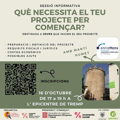 Tens dubtes sobre com començar un projecte? 🤔

📣Necessites aclarir dubtes fiscals, inquietuds sobre costos o conèixer possibles subvencions que beneficiïn el teu projecte?

Aquesta formació és per tu! 💥

🗓El proper 16 d'octubre
⌚️ les 17h
📍A l'epicentre de Tremp!

T'hi esperem!