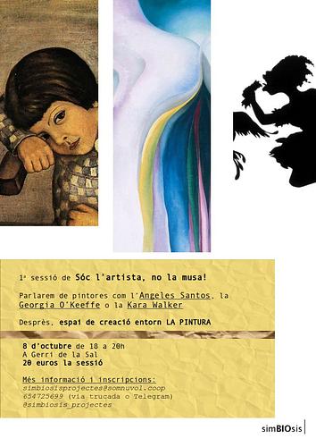 PRIMERA SESSIÓ del cicle per adults Sóc l'artista, no la musa!

🗓Dimarts 8 d'octubre de 18 a 20h
💸20 euros per sessió
📍a Gerri de la Sal

Més informació i inscripcions:
simbiosisprojectes@somnuvol.coop
654725699 (via trucada o Telegram)
@simbiosis_projectes